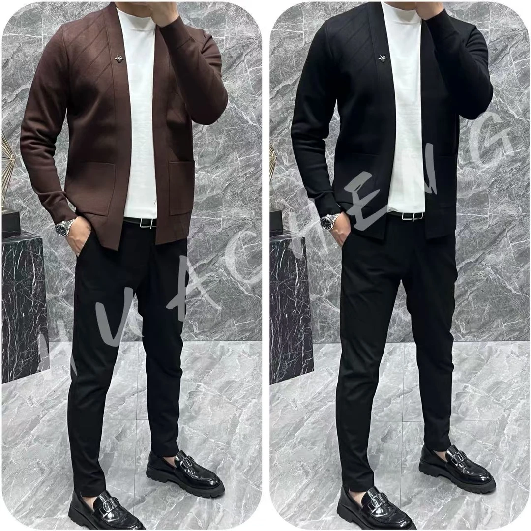 【HUACHENG】2025秋冬时尚高级百搭款男士提花款针织开衫外套HC2581