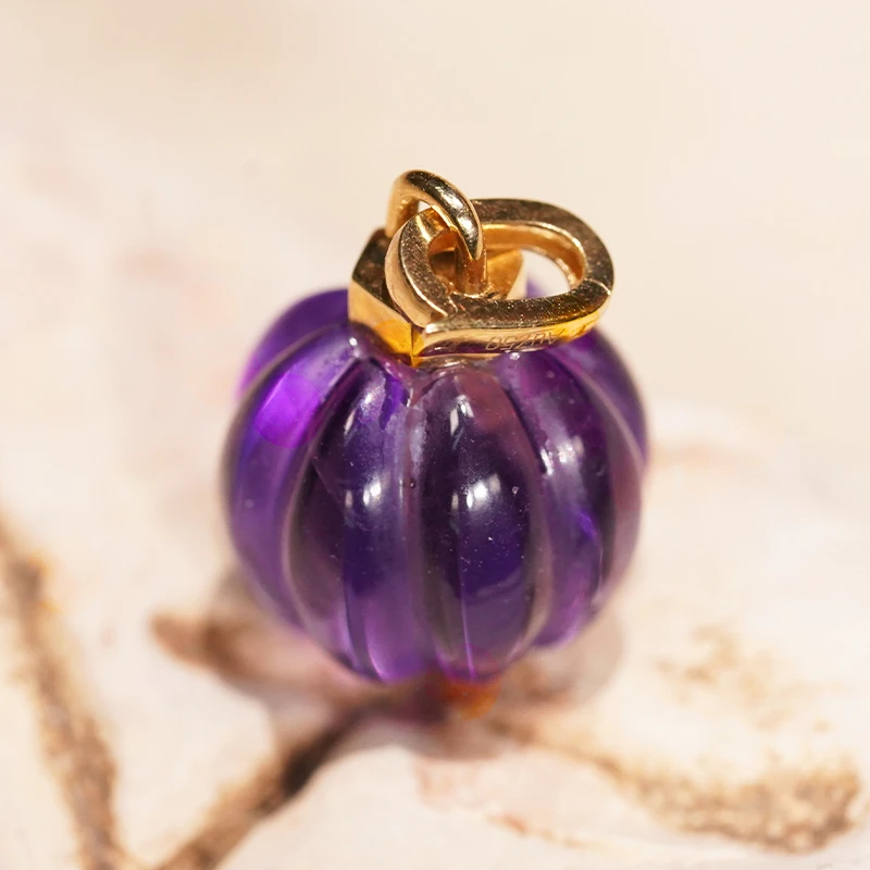 18k金紫水晶南瓜珠时尚百搭吊坠（约卡12mm，不含链）