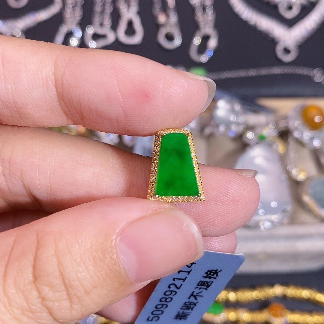 翡翠18K金镶嵌颈饰