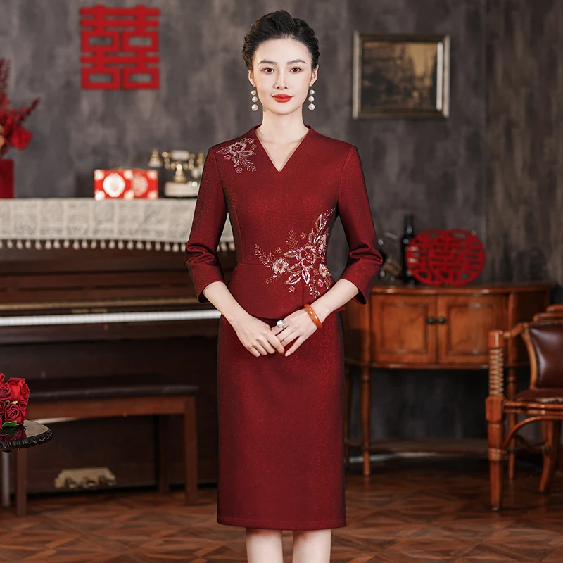 833 秋季敬酒服妈妈装高贵婚宴婚庆喜婆婆喜妈妈礼服