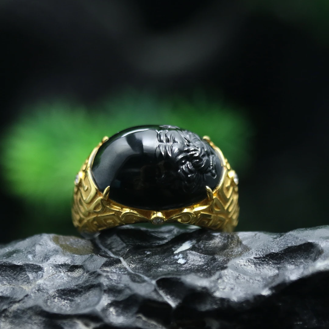 FC20天然缅甸翡翠A货18k墨翠戒指/700889/保利厦门拍卖