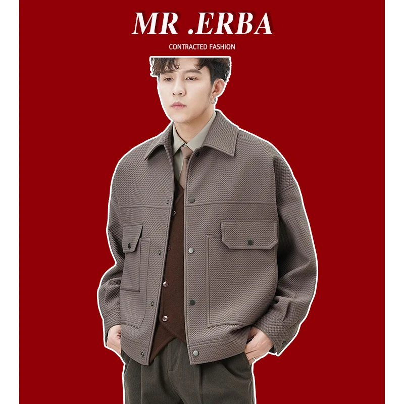 88556潮流波浪纹复古春秋夹克痞帅潮流宽松上衣百搭茄克外套