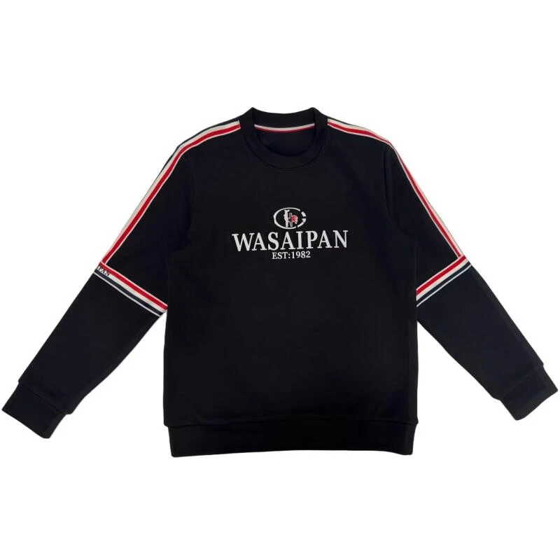 秋冬撞色时尚百搭休闲织带款字母刺绣男士加绒卫衣