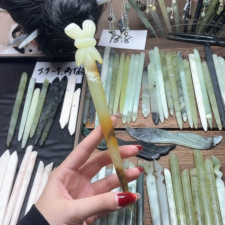 蛇纹石玉发饰合金