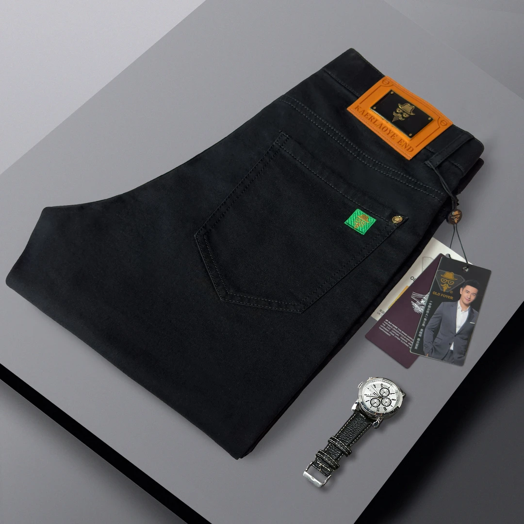 男士春夏薄款中高腰修身小直筒牛仔裤水洗重工艺时尚百搭潮流商务