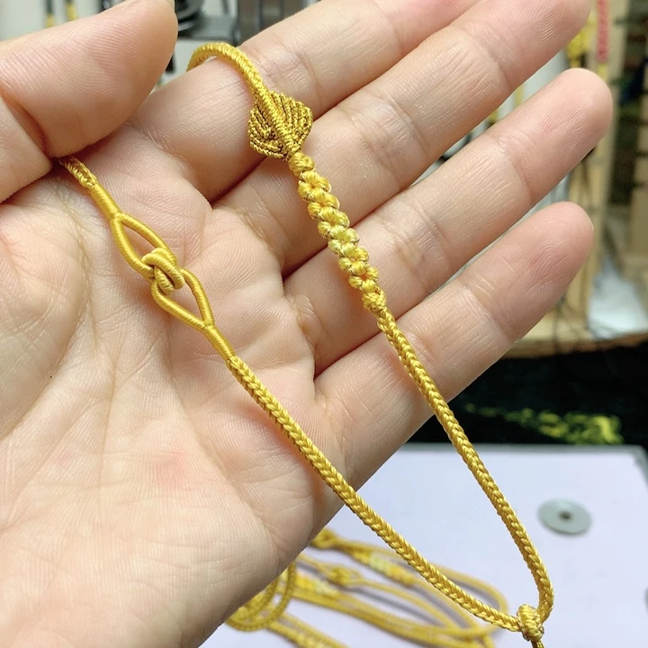 大理石磁石纯手工编织项链绳黄色叶子