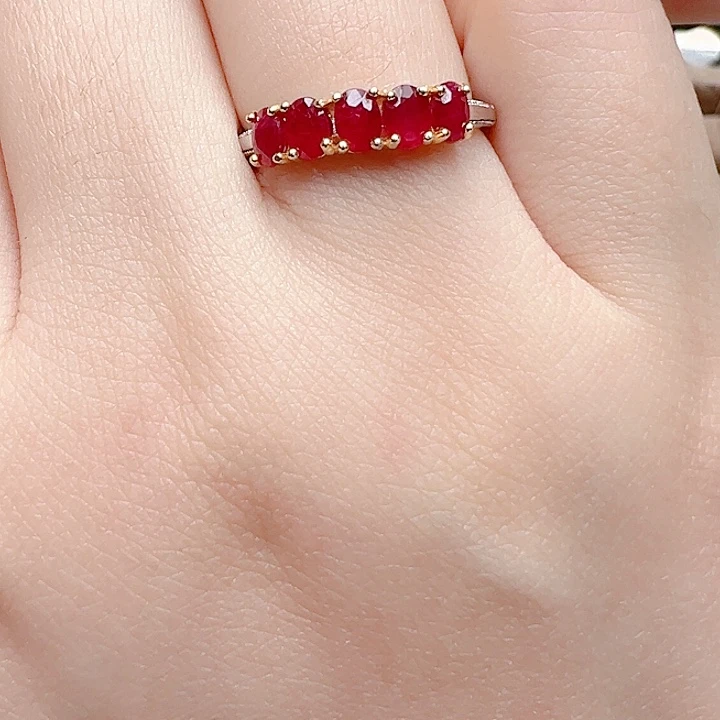 戒指红宝石银S925镶嵌
