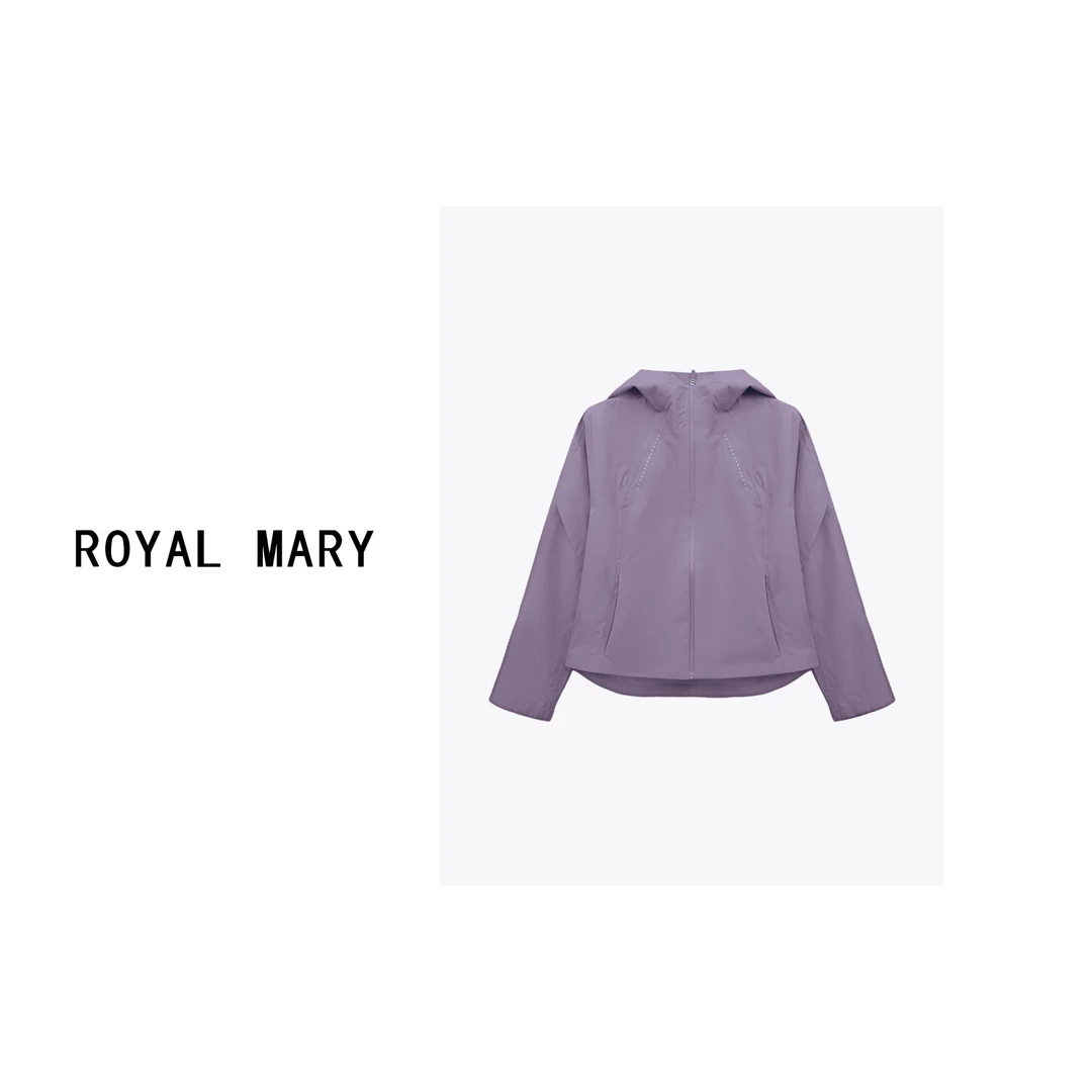 ROYAL MARY时尚百搭户外运动短款夹克外套防风防水冲锋衣女WJJ001