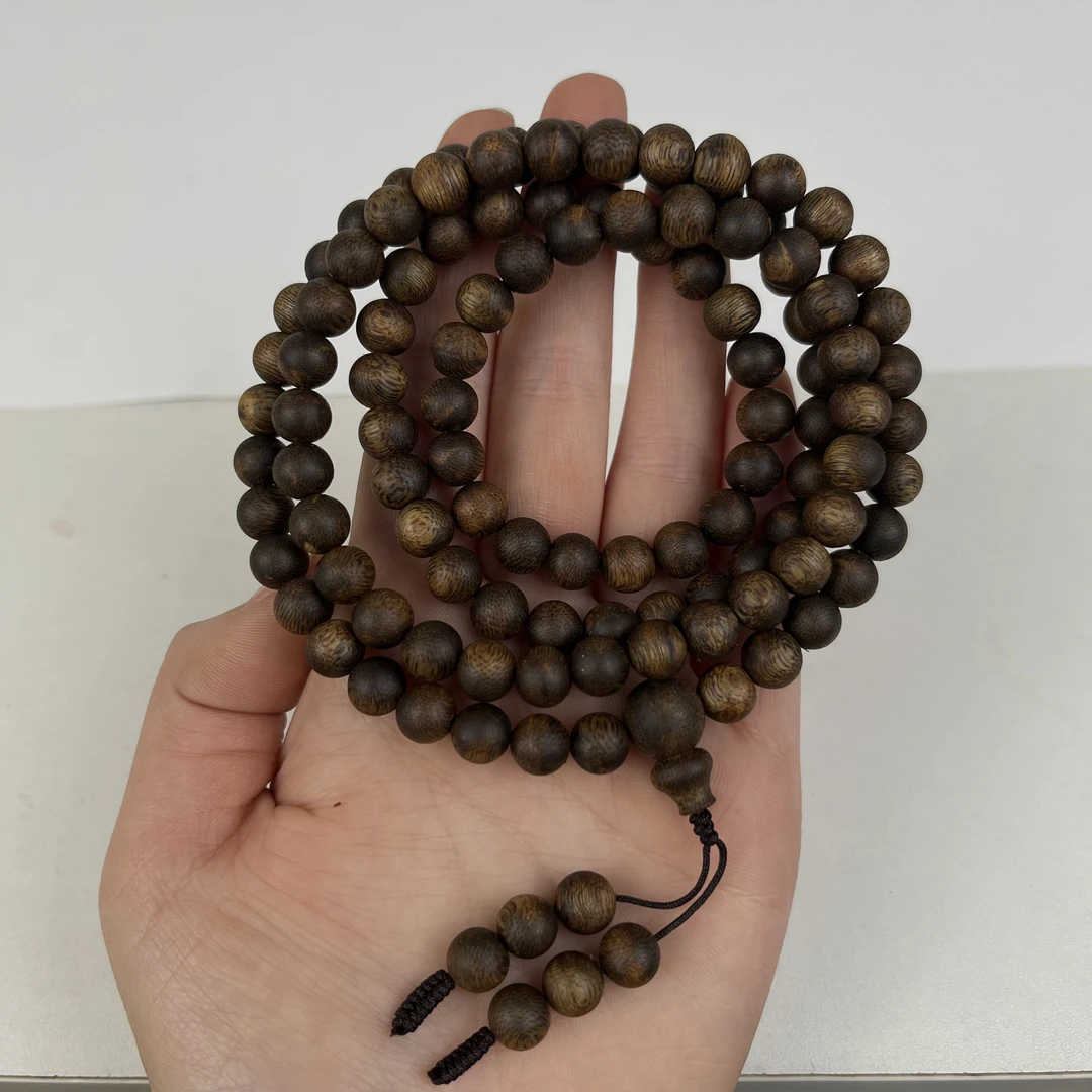 沉香【财老板沉香】08*108多圈 乌身圆叶手串25克+多样性发其一