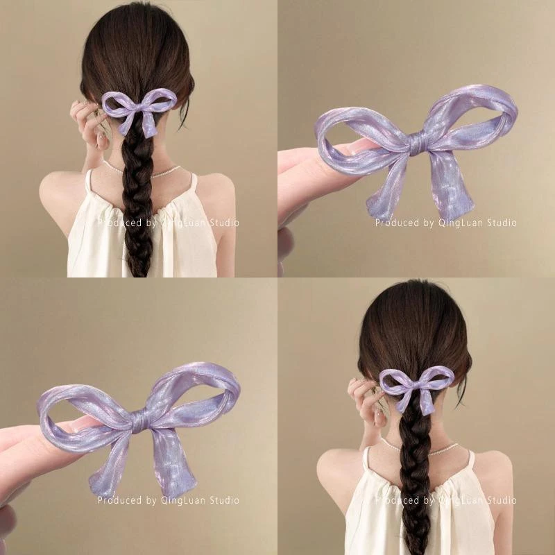 紫色夏梦~人鱼姬蝴蝶结发夹女2025新款高端温柔气质ins风新款发饰