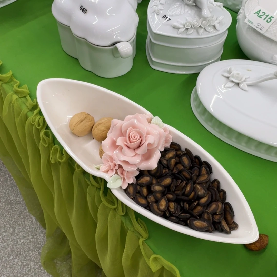 瓷片微瑕玫瑰花餐盘