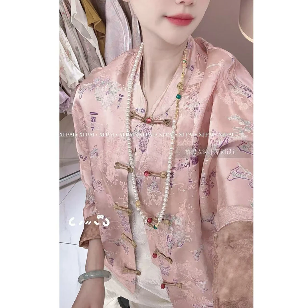 禧派定制【山水楼阁】重工刻花双面穿外套