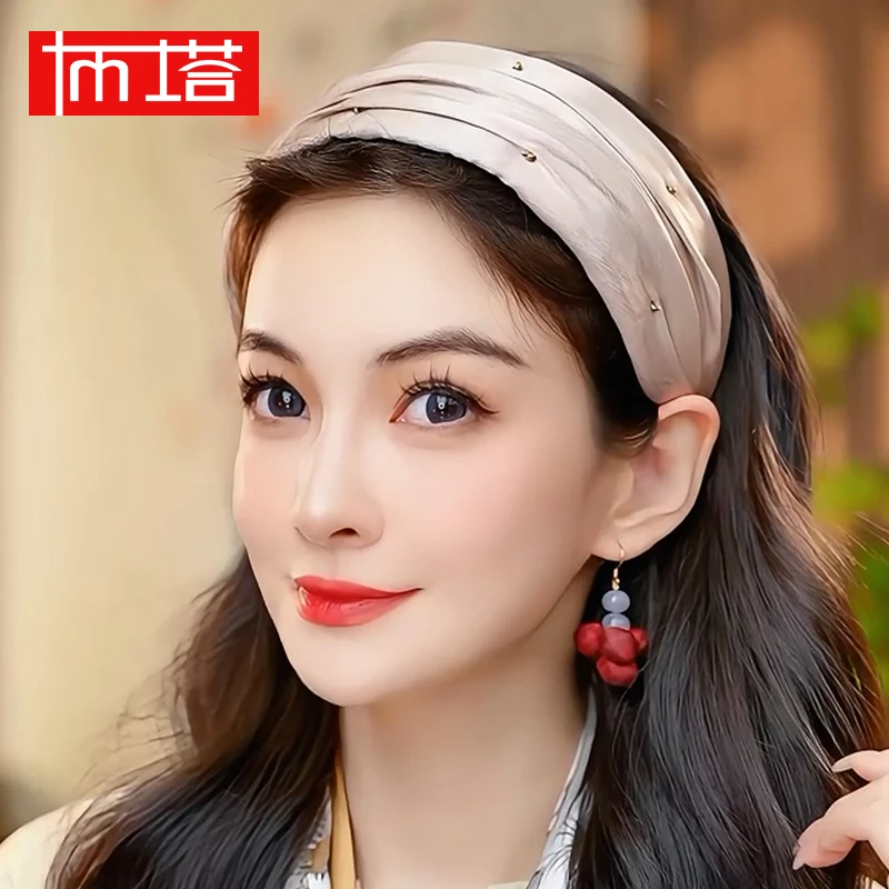 布塔发箍宽边纯色真丝布艺百搭文艺发卡舒适头箍简约头饰2226