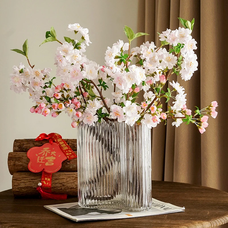 高档樱花仿真花假花客厅餐桌面装饰花摆件仿生花干花插花花束摆设