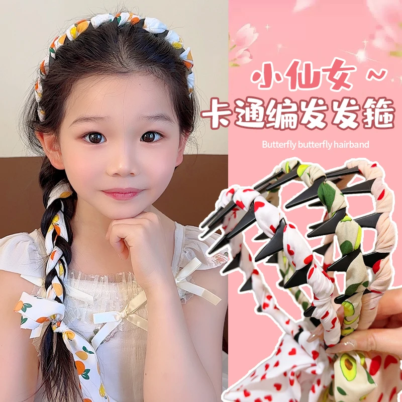 【儿童】甜美飘带齿梳发箍2025新款雪纺丝巾马尾编发带高级感头箍