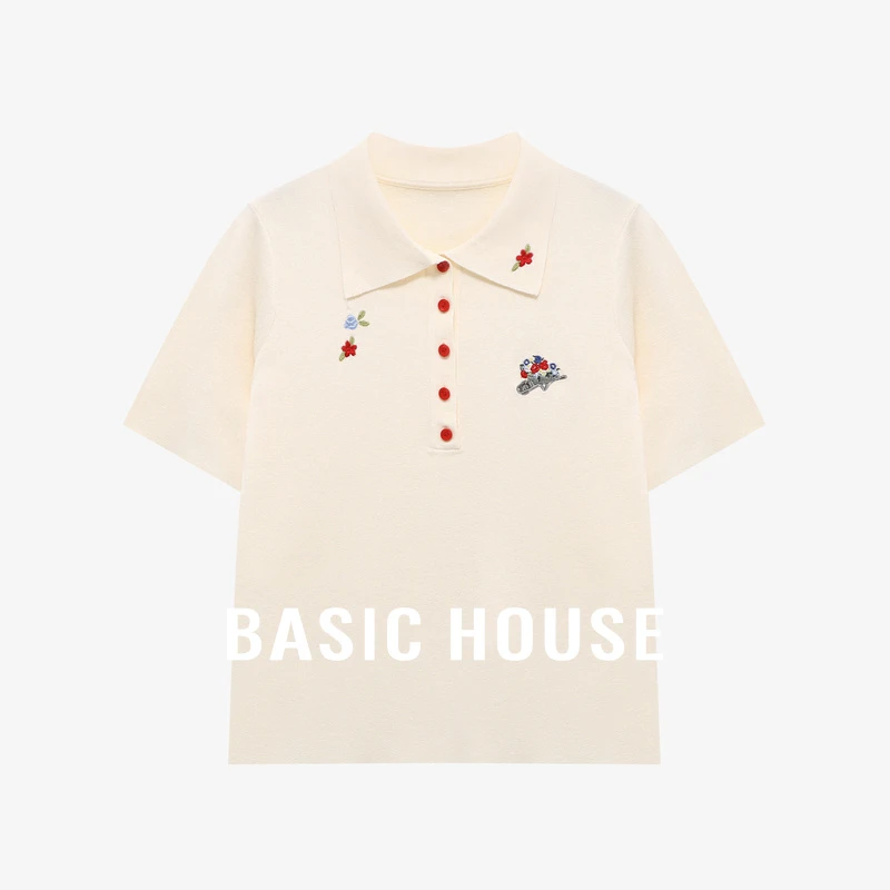 Basic House/百家好夏季休闲纯欲女慵懒风小众针织衫-B0625B5U352