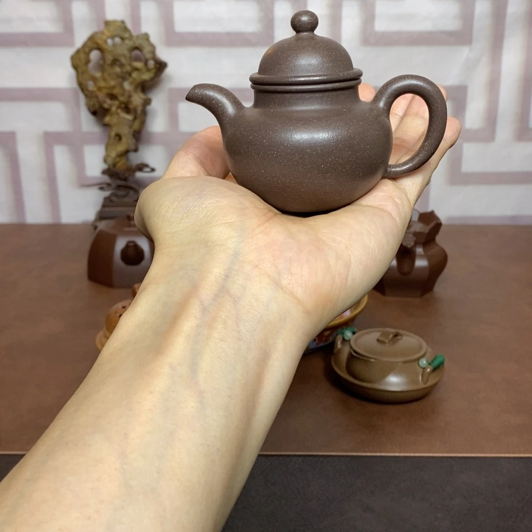 紫砂茶壶紫砂茶具青灰段掇球