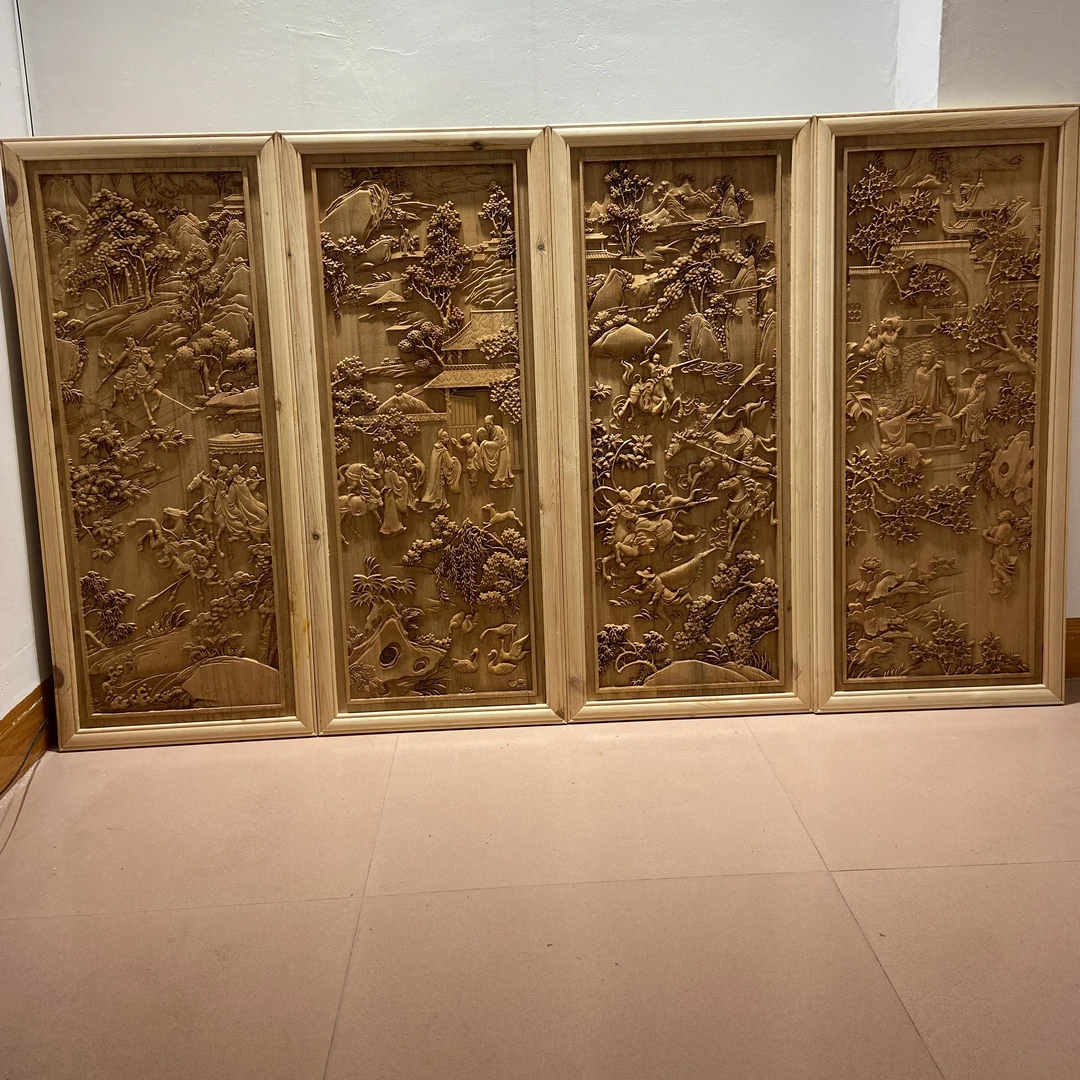 东阳木雕类挂件工艺品【定制品不支持退货】三国演义，三顾茅庐