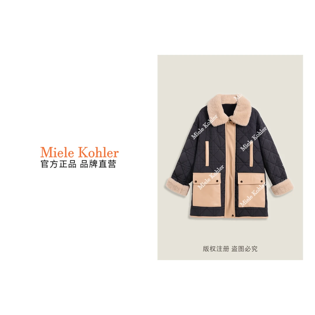 冬季新款设计感翻领撞色长袖女款外套MKKQ67904【澳门小源同款】