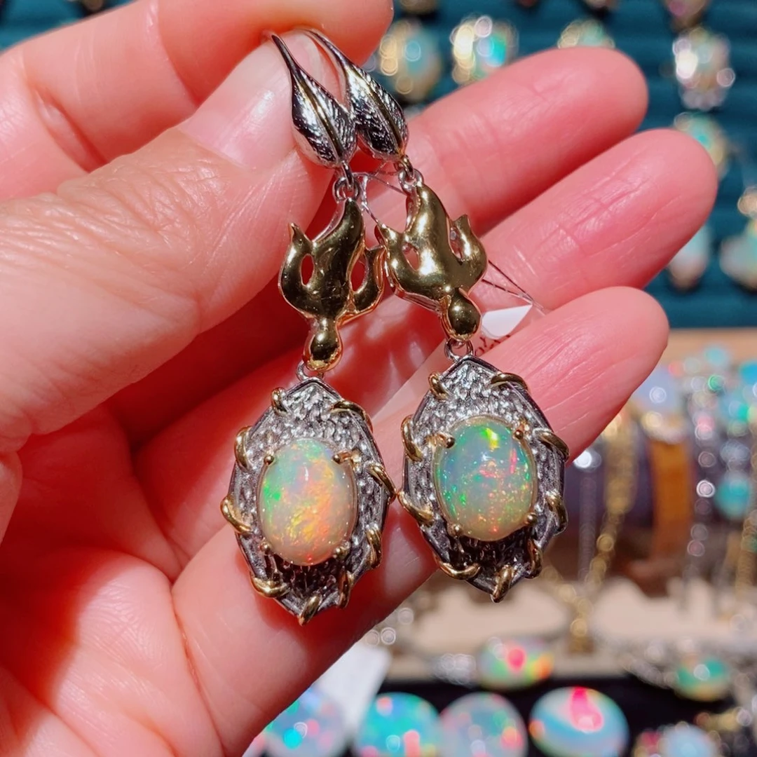 欧泊欧泊耳饰银S925镶嵌