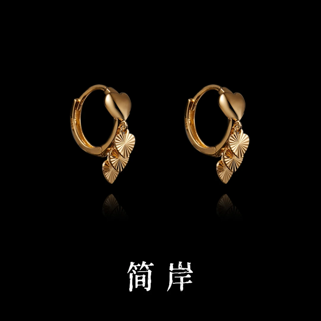 925银耳饰 S925银流苏小爱心耳环