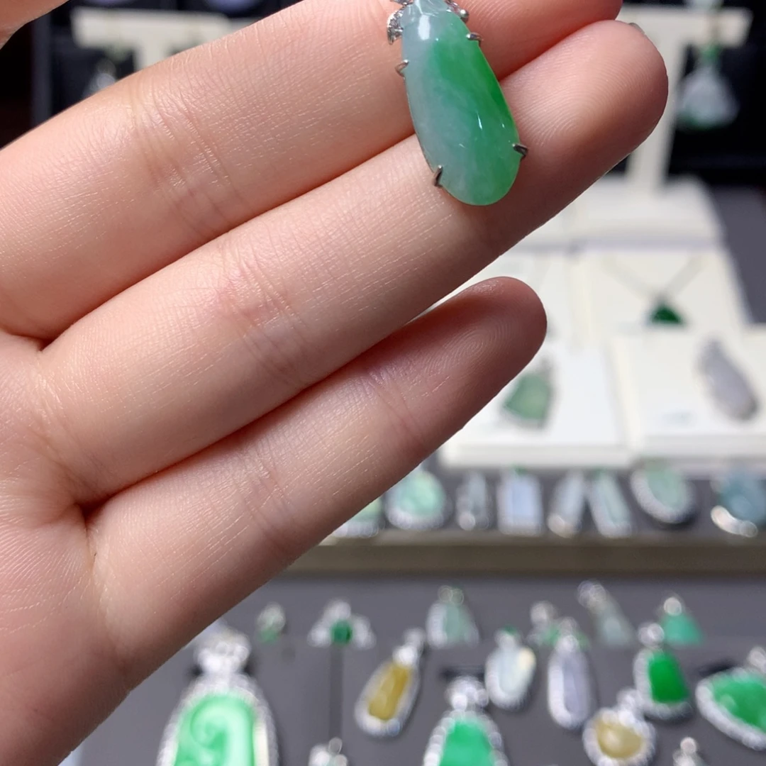 翡翠银S925镶嵌挂件