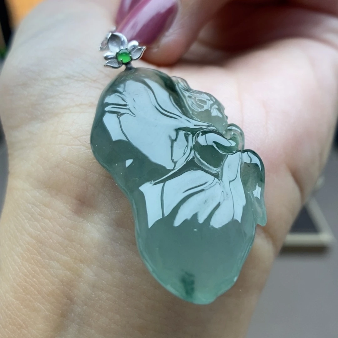 翡翠18K金镶嵌颈饰吊坠13