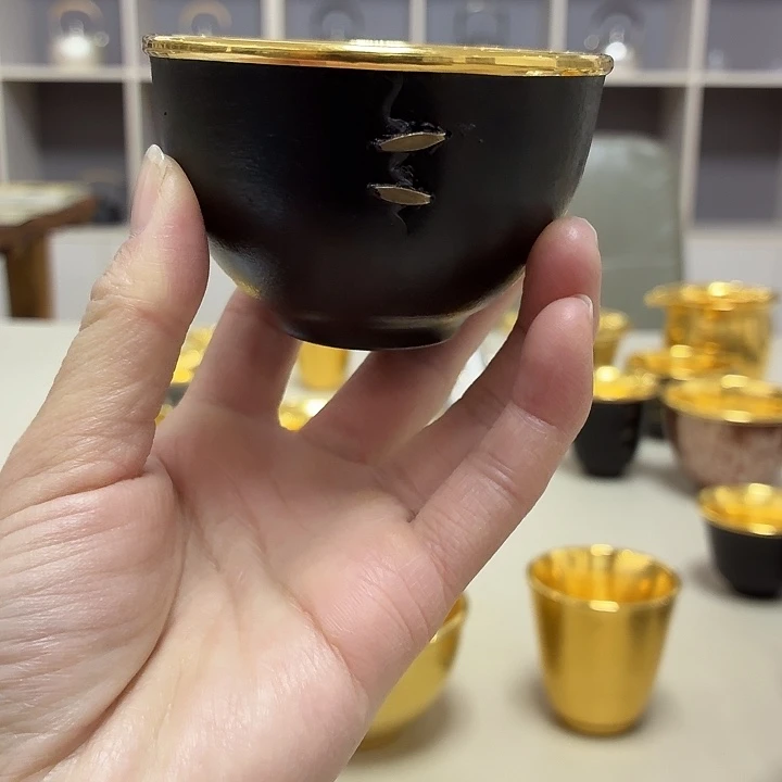 李小鹤铁包金足金2克锔钉杯100毫升