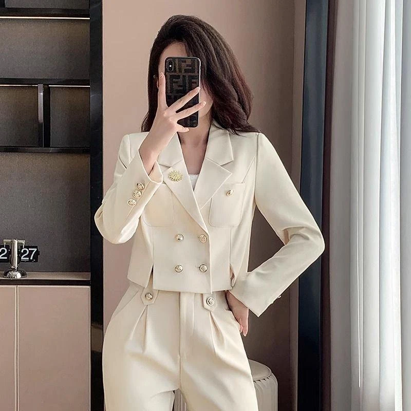 白色西装套装女春秋洋气新款气质高级感小个子休闲小香风西服春季