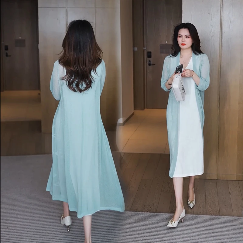 防晒空调衫女中长款夏季薄款外搭开衫披肩外套