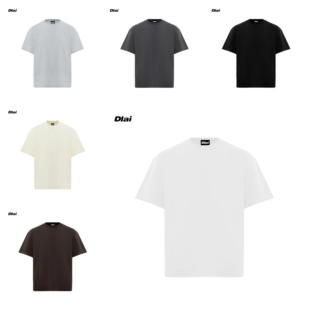 DLAI（光版纯色）国潮重磅纯棉男女同款t恤短袖25年春夏新款