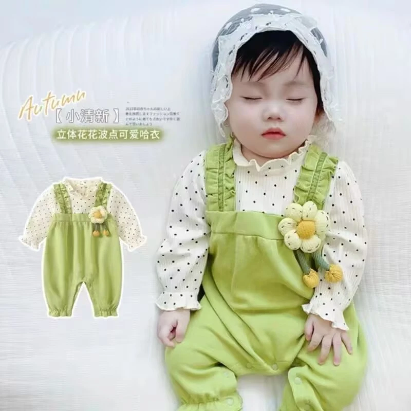 森系婴儿小花朵连体女宝衣服连体衣长袖新生儿衣服婴儿连体衣春秋