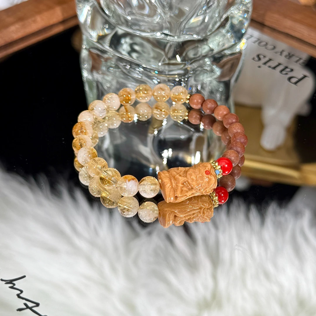 s1157【扎基拉姆】天然黄塔晶芭比檀手串新中式手链 多样性发其一