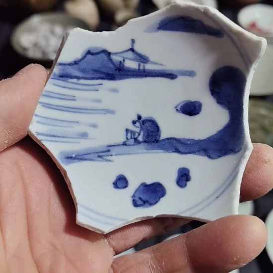 瓷片青花影青杯垫学习标本