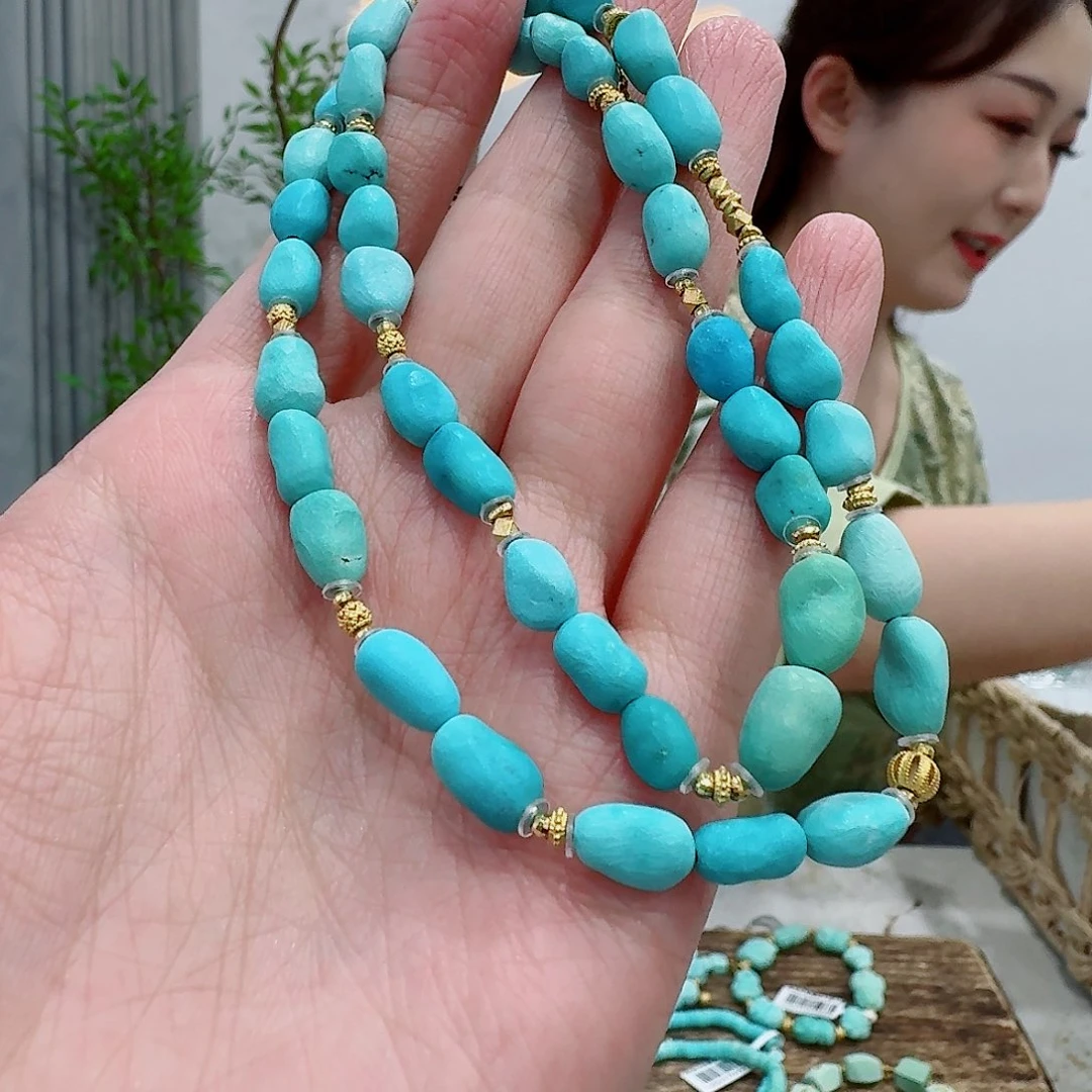 绿松石18K金镶嵌珠宝奇石