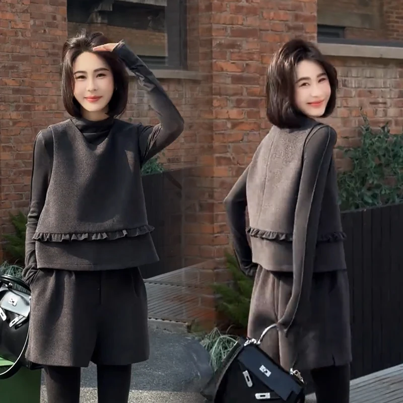 2025秋冬新款时尚显瘦气质网红高档套装女高级百搭宽松大码三件套