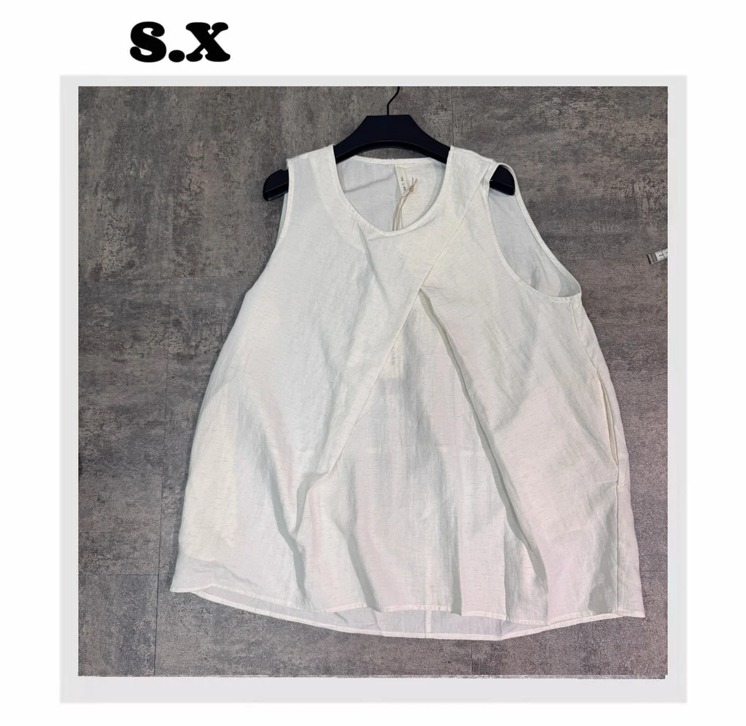S.X 2025夏新款不规则裁剪设计简约背心