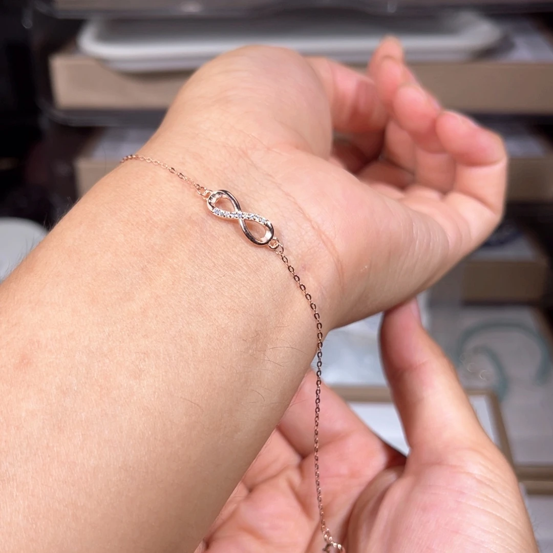 水晶手链银S925镶嵌8字链031