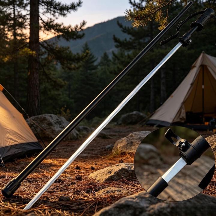 手杖刀登山杖刀户外爬山防身冷兵器一体龙骨唐横刀龙泉刀剑未开刃