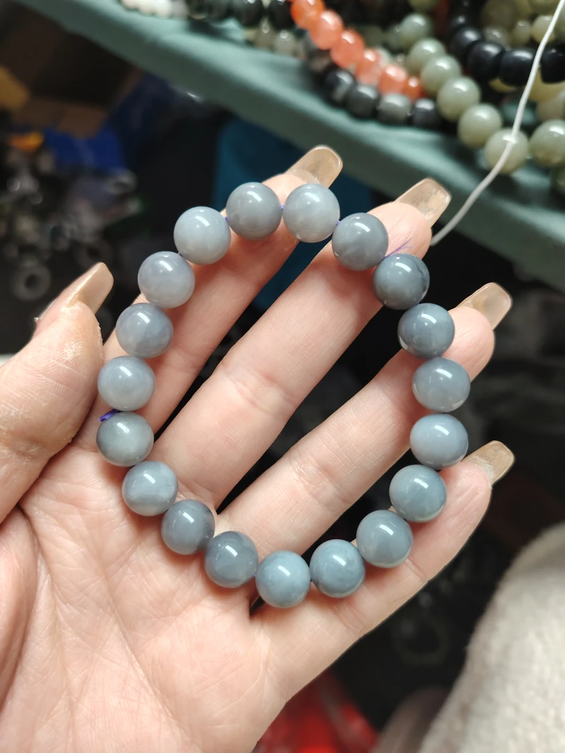 和田玉青海烟紫卡10mm