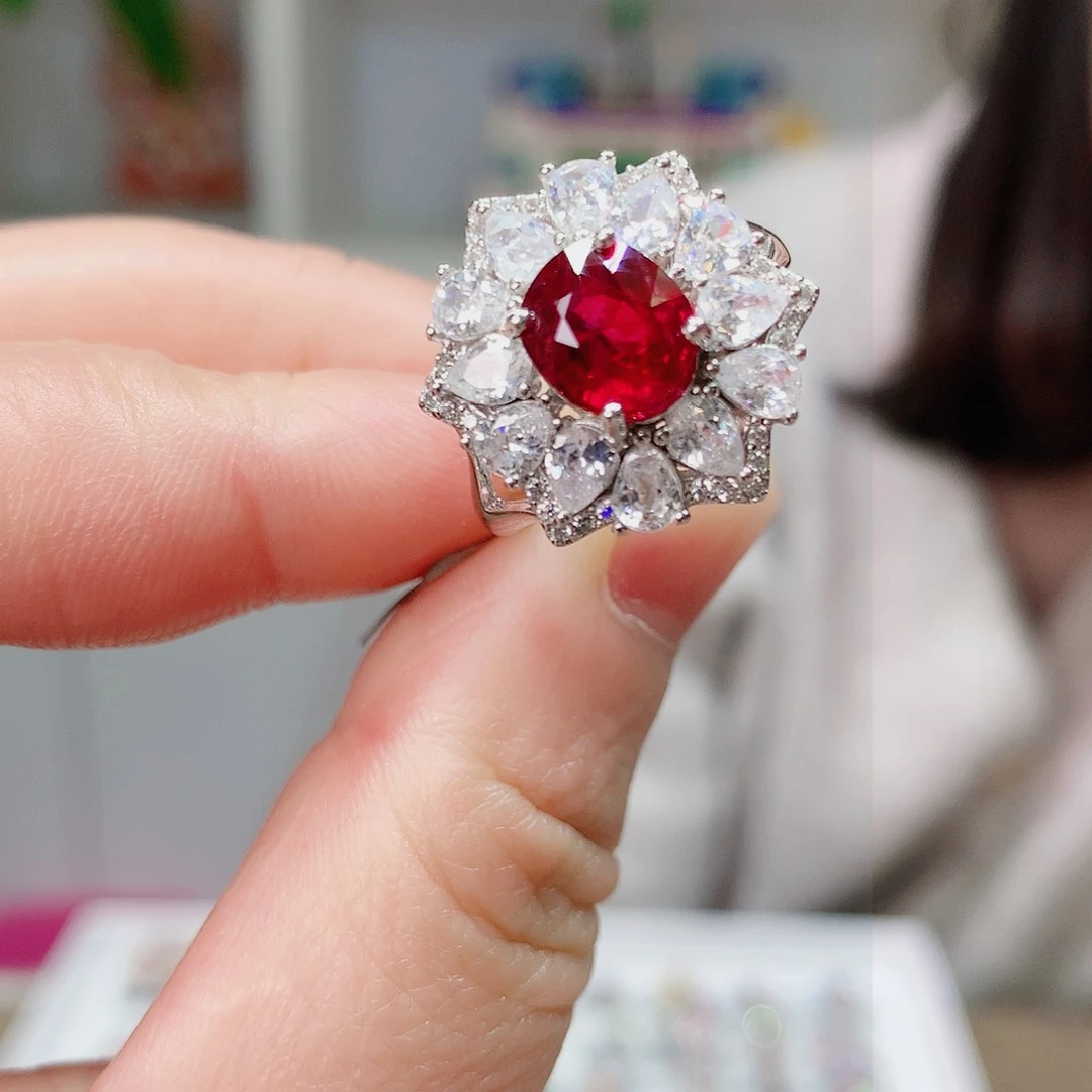 碧玺戒指银S925镶嵌戒指超美