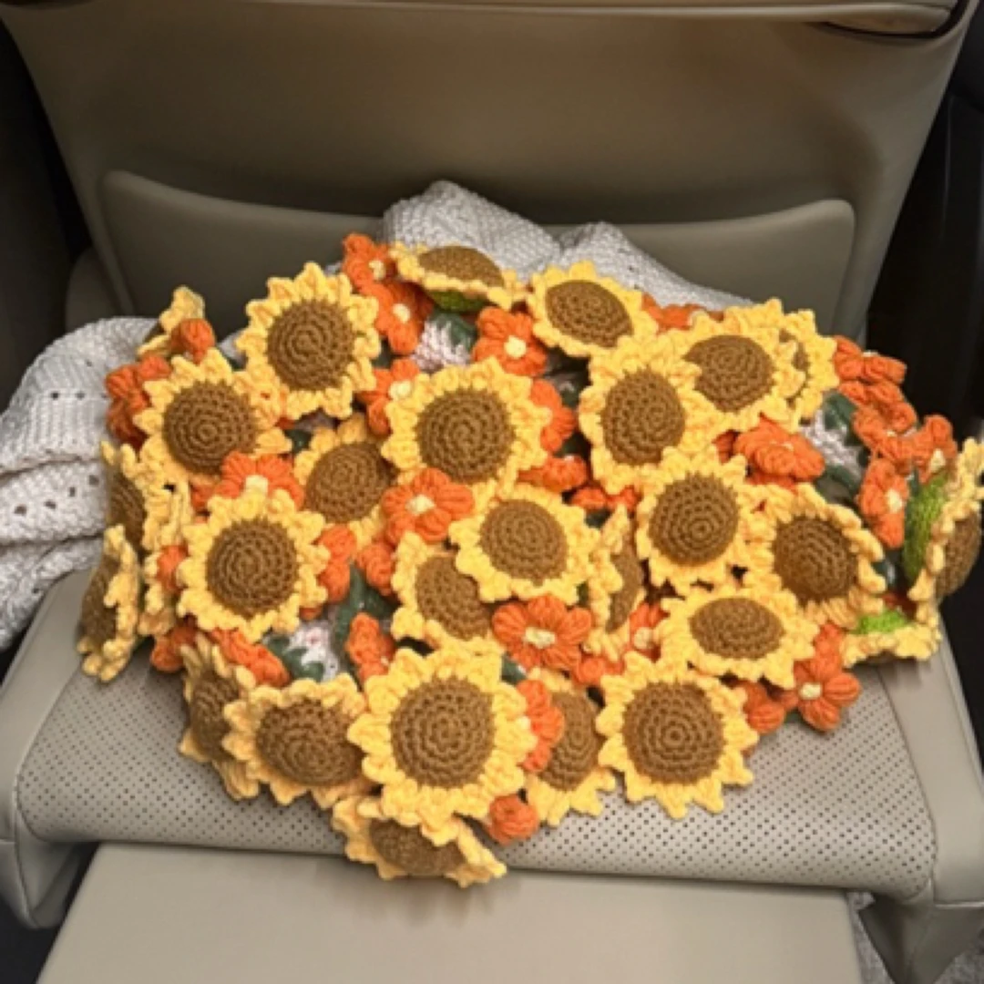 向日葵小雏菊花束毯现货成品手工针织编织毕业礼物花束毛毯成品