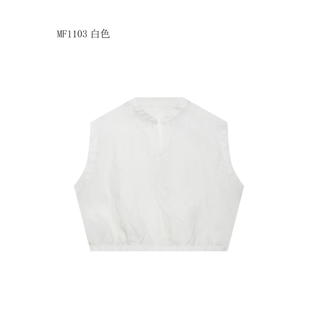 【麻訪家】MF1103白色文艺简约宽松休闲百搭坎肩上衣