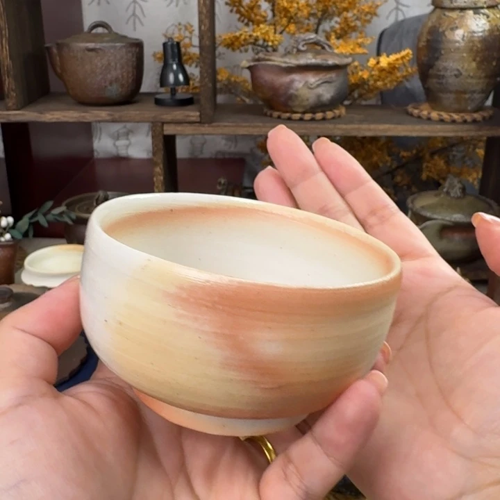钢***好备前烧 的野智士 白备前 普洱茶碗