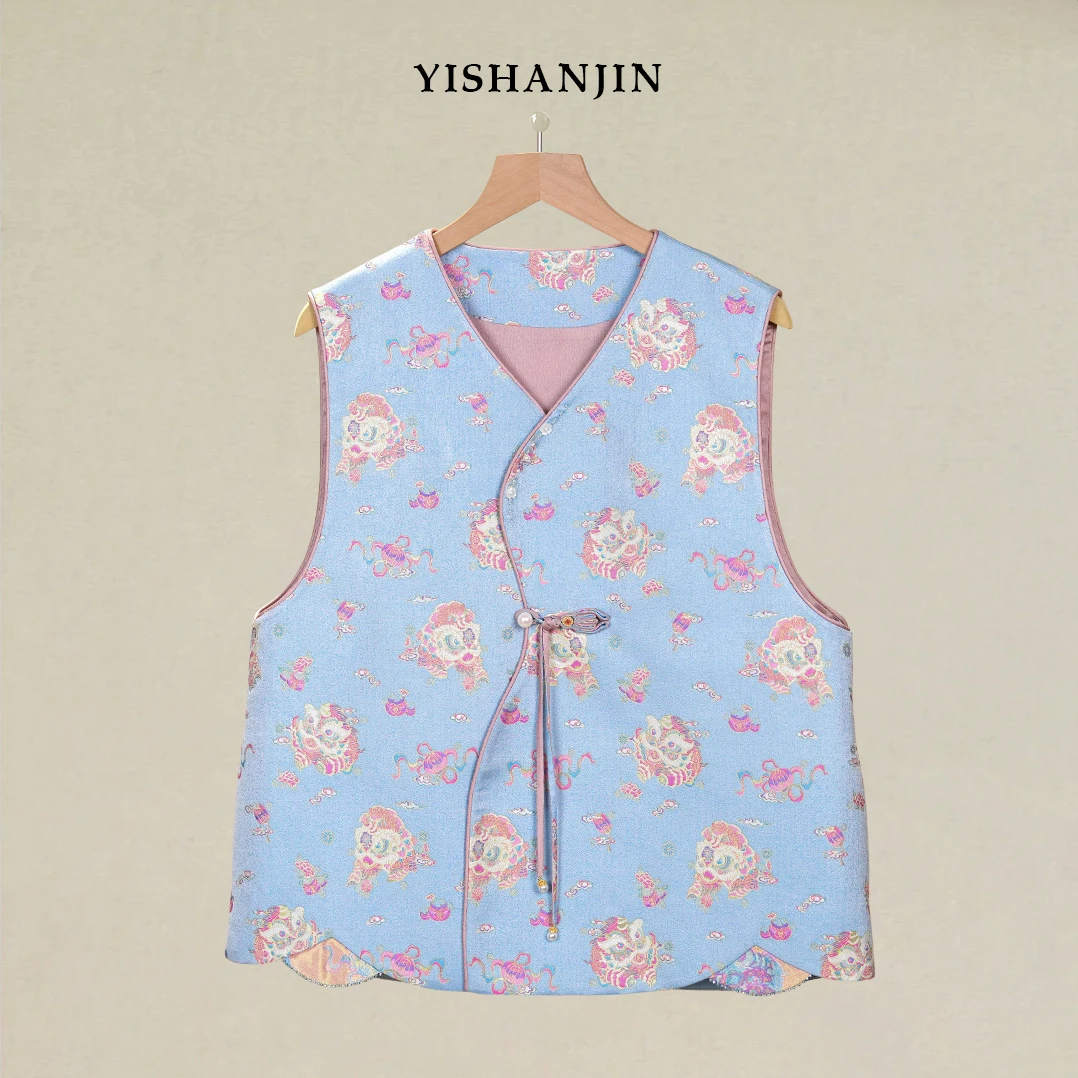 【麒麟献瑞】宋锦100桑蚕丝国风马甲 新中式汉服 25M0019