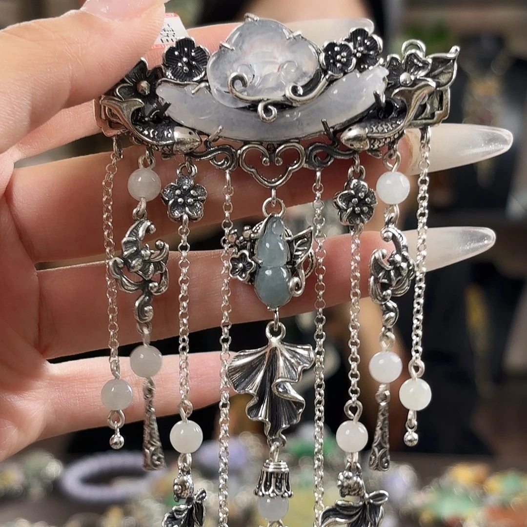 翡翠银S925镶嵌挂件