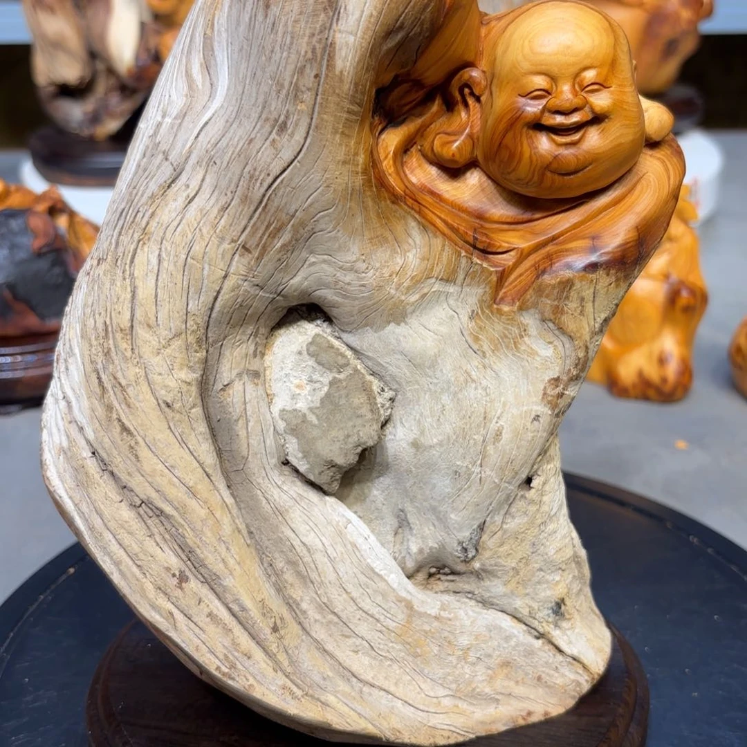 木太行崖柏弥勒佛