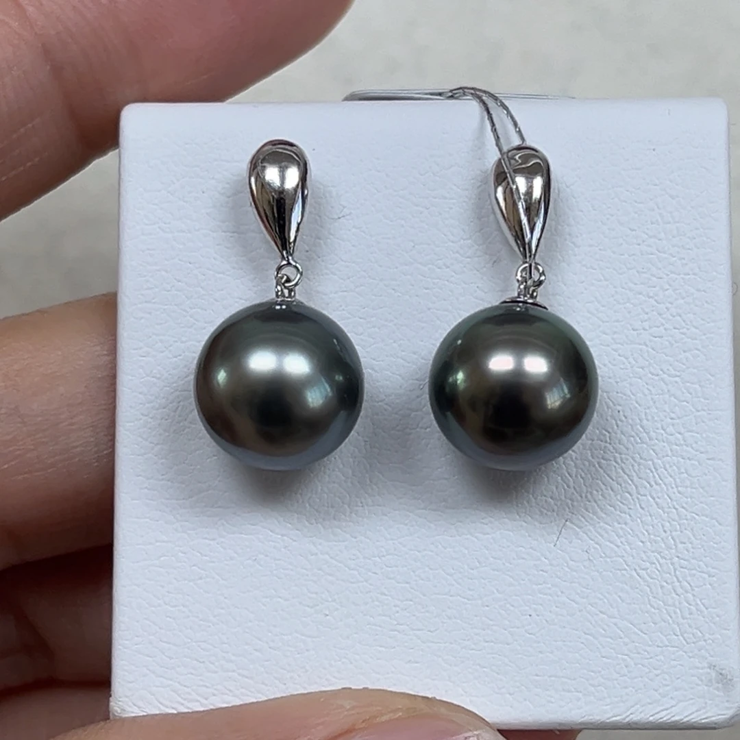 耳饰海水珍珠18K金镶嵌10-11mm