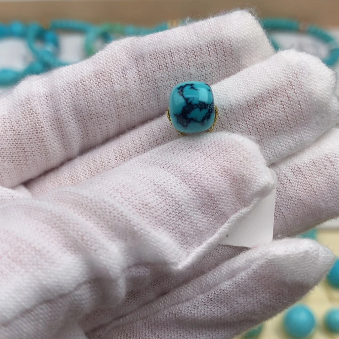 绿松石未镶嵌珠宝奇石高瓷蓝绿老型9.1*8.4mm