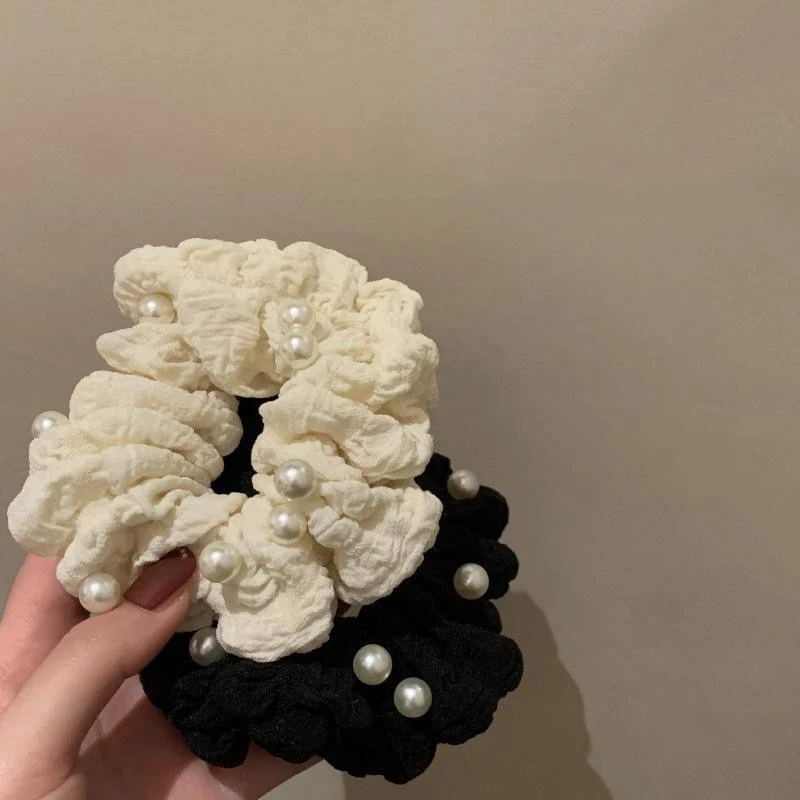 新款韩版褶皱布艺大肠发圈女法式复古皮筋女扎头发绳简约百搭发饰